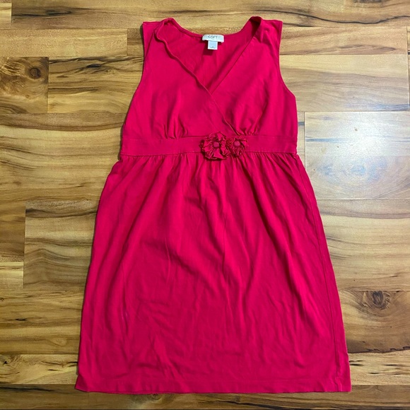 ANN TAYLOR LOFT Women's Soft Red Sundress Tank Dress - Picture 1 of 9